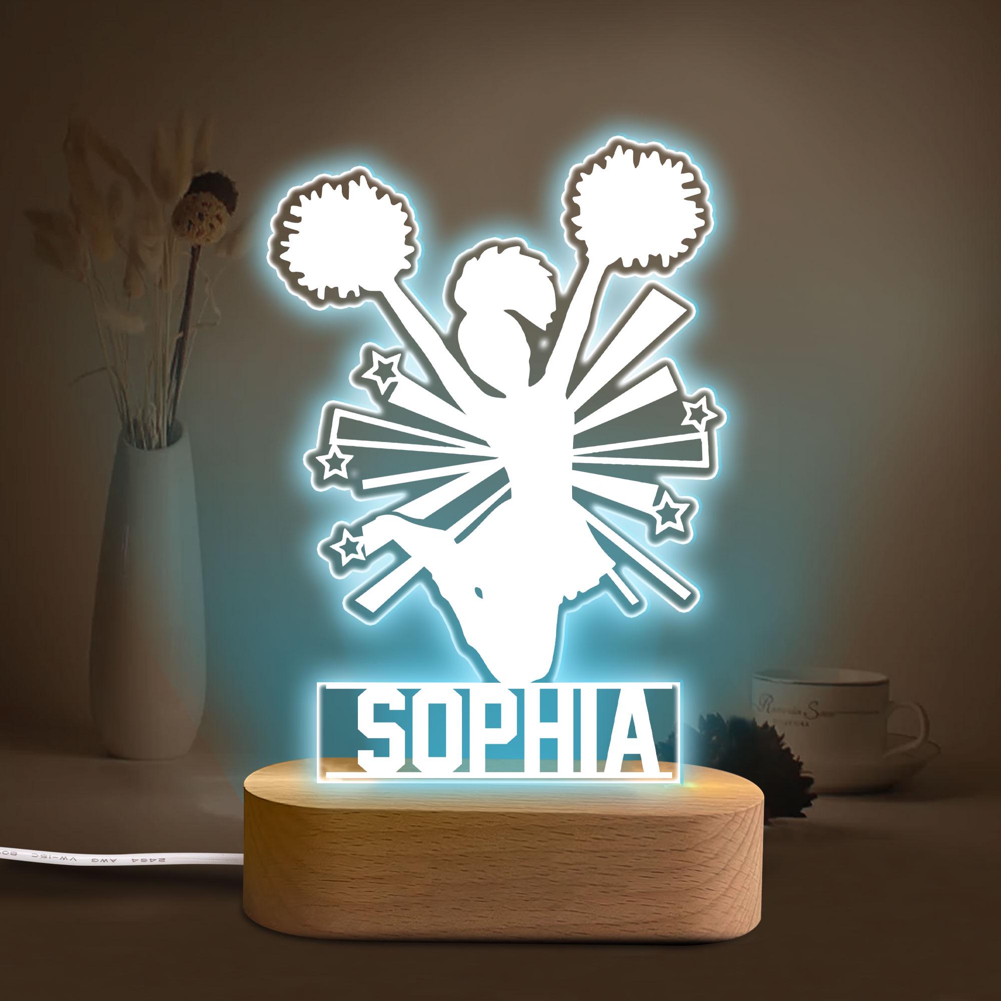 Personalized Cheerleading Night Light, Custom Name Acrylic Night Light, Cheer Room Decor, Cheer Gift for Cheerleader, Daughter, Girl, Team