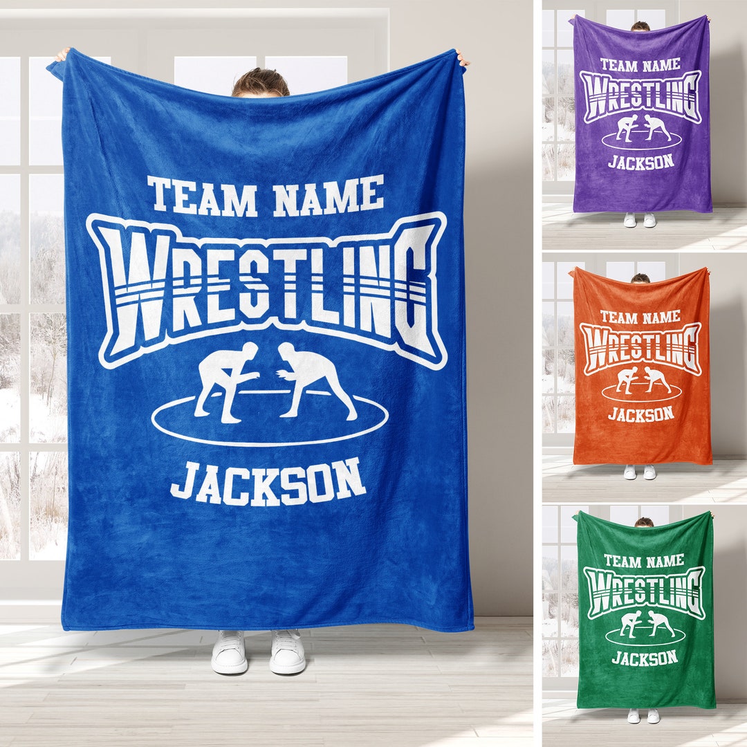 Personalized Wrestling Blanket, Custom Name Soft Cozy Sherpa Fleece