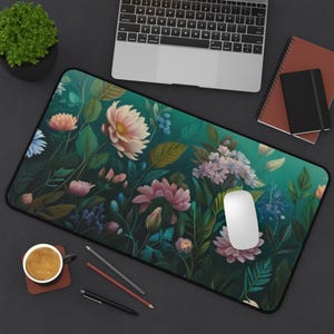 Cottagecore Desk Mat, Floral Mouse Pad, Botanical Office Desk Decor - Floral Desk Mat, Botanical Mouse Mat, Cottagecore Desk Accessories,