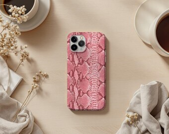 Stoere telefoonhoes met roze slangenprint: iPhone, Galaxy, Google Pixel