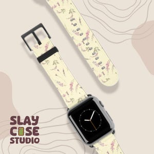 Cute Yellow Minimalist Floral Watch Strap | Apple Watch Band Suitable for Apple watch series 1, 2, 3, 4, 5, 6, 7, 8, 9, SE