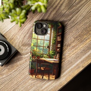 Anime Lofi Plant Lover Tough Phone Case, iPhone Samsung Galaxy Google Pixel, Anime Phone Case, Lofi Phone Case, Plant Lover Phone