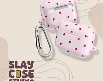 Estuche para AirPods con forma de corazón rosa claro: cubierta protectora de policarbonato