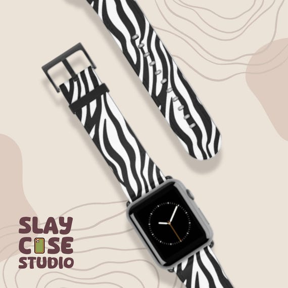 Zebra Print Apple Watch Band: Faux Leather Strap, Stainless  display picture 2