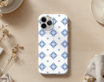 Funda para teléfono con azulejos mediterráneos: resistente a impactos, ideal para los amantes de los viajes.