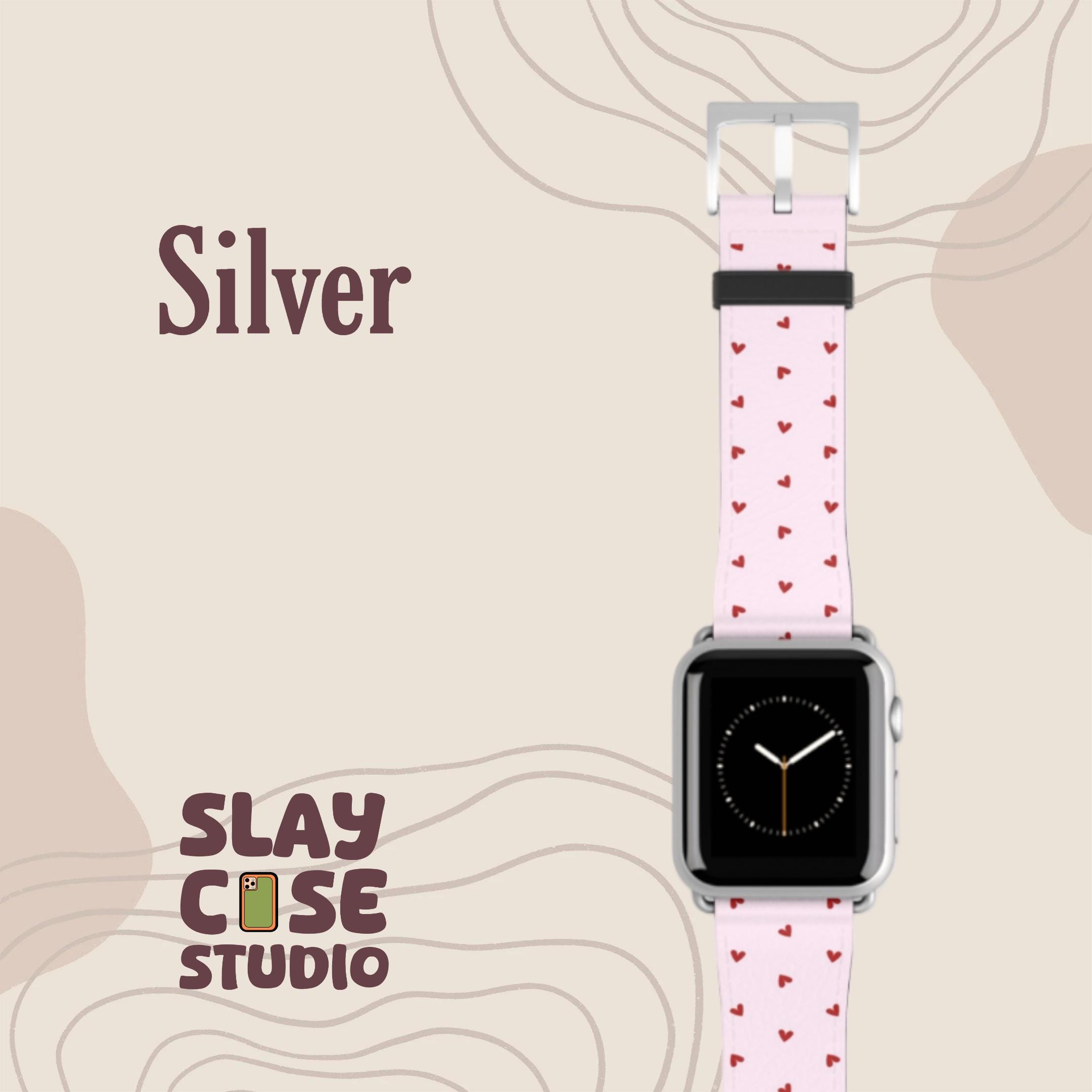 かわいいライトピンクのハート柄のApple Watchバンド。Apple Watch 