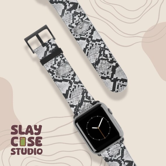Snake Skin Print Apple Watch Band: Faux Leather Strap UK
