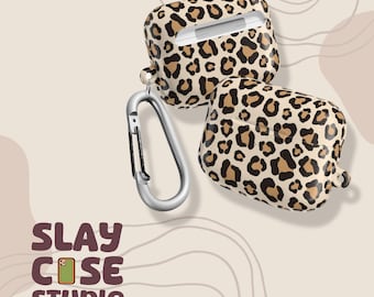 Estuche para AirPods con estampado de leopardo: cubierta protectora de policarbonato