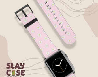 Correa para Apple Watch con bonito estampado de margaritas rosas, compatible con dispositivos Apple Watch Series 1, 2, 3, 4, 5, 6, 7, 8, 9 Ultra y SE.