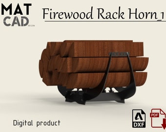 Fire Wood Rack, Horn Shape Metal Log Holder, Firewood Storage, Log Basket, Bull Horns, DXF file, Plasma and Laser Cut