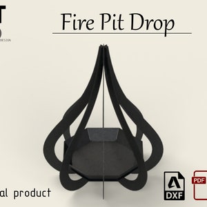 Fire Pit Drop Shape, Dxf File, Garden Fireplace, Svg Files for Plasma and Laser Cut, Garden Decoration. zdjęcie 1