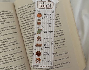 Autumn Bookmark | Fall To Do List | Cosy Season | Book Lovers | Readers Gift