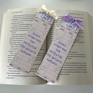 Every Story Has The Potential For Infinite Endings Bookmark | Library Card | Fantasy Bookmarks | OUBH |  Book Lovers | Bows | Bookish