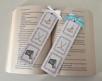 Ice Hockey Bookmark | Sports Romance Bookmarks | Stamps | Book Lovers | Bows | Book Gifts | Bookish | Readers
