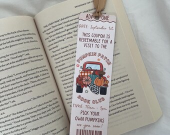 Pumpkin Patch Ticket | Autumn Bookmark | Admit One Coupon |   Fall | Cosy Season | Bookmarks | Book Lover Gift