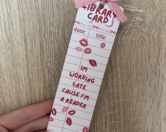 Im Working Late Cause Im A Reader Bookmark | Library Card | Cute Bookmarks | Bows | Book Gifts | Bookish | Readers |