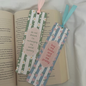 Buy Me Books And Call Me Pretty | Recharging My Social Battery | Floral Daisy | Cute Bookmarks | Bow Reader Gift