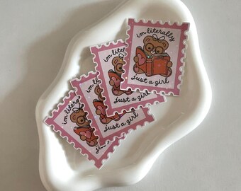 I’m Literally Just A Girl | Kindle Sticker | Teddy Bear Readers Gift