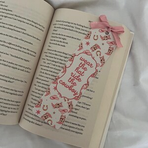 Wear The Hat Ride The Cowboy Bookmark | Cowboy Romance | Readers | Bookmarks | Book Lovers | Pink | Cute | Cowboys