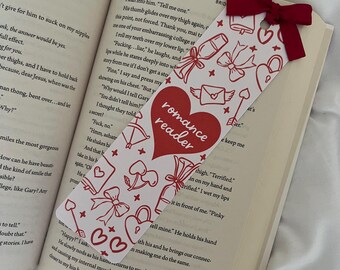 Romance Reader Bookmark | Red Hearts | Book Lover | Readers Gift | Bookish