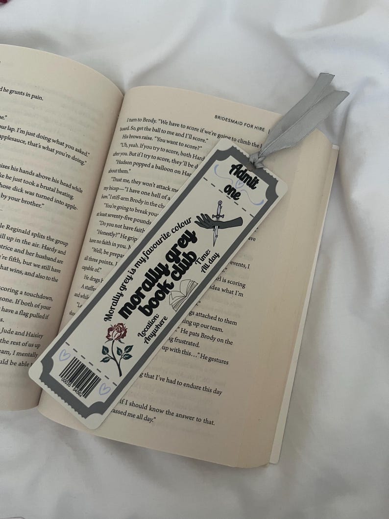 Morally Grey Ticket Bookmark | Dark Romance Bookmarks | Spicy Book Lovers | Reader Gift zdjęcie 2