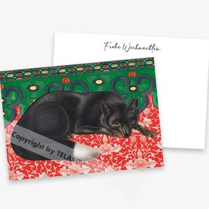 Carte de Noël vintage A5 avec renard