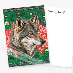 Vintage Weihnachtskarte A5 mit Wolf