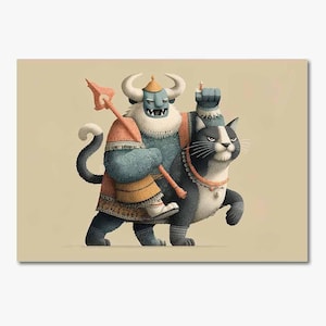Carte postale 12 x 17 "Le cavalier du chat"
