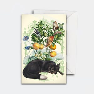 Carte de voeux vintage magique Forêt Magique - Renard noir
