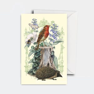Zauberhafte Vintage Grusskarte Magical Forest light - the robin