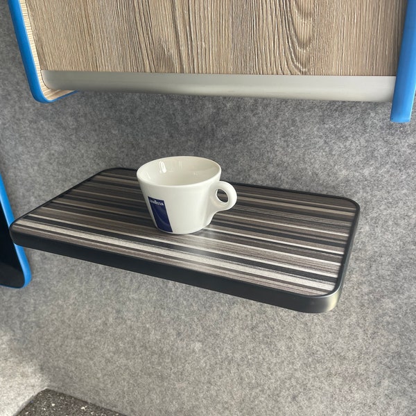 Small Camper van Folding table shelf, Motor home, Caravan, Striped Wood, Office, Bedroom, Kids room, storage, Space saving, Living room