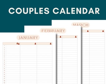 Esthétique minimaliste - Calendrier des colocataires pour couples - imprimable et numérique