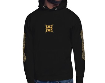 Sudadera con capucha unisex hoodie tribal ornamental geometrico japones pattern nuben festival tattoo