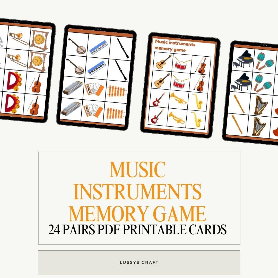 Music Instruments Matching Game: Kids Activity Cards (PDF Printable) - Etsy