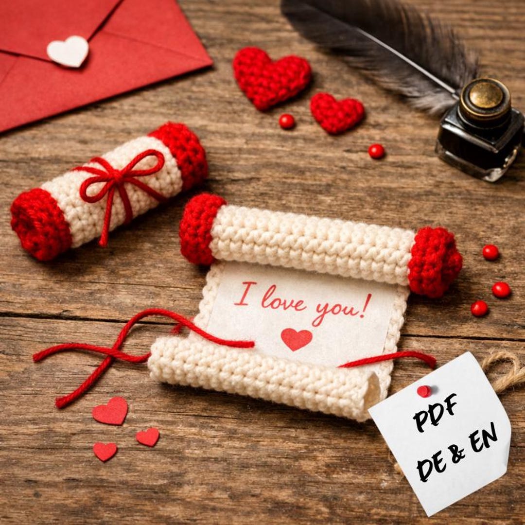 Love Note Pattern Printable Crochet Mini Scroll Love Note Pattern | Crochet Pattern for a Love ...