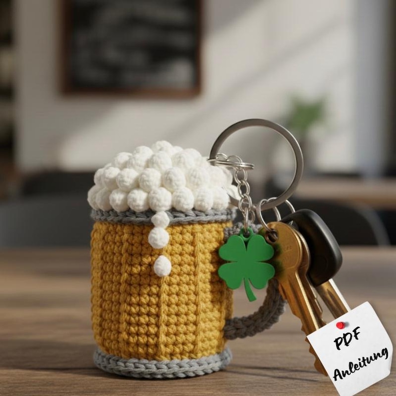 Crochet Beer Mug Keychain Pattern | Crochet Instructions for Beer Mug ...