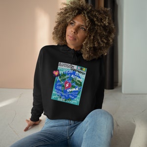 Every Tongue Under the Sun Autism Awareness Cropped Hoodie for Women image 2