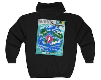 Autism Awareness *Every Tongue Under the Sun* Full Zip Hooded Sweatshirt