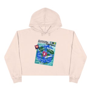 Elke tong onder de zon autismebewustzijn cropped hoodie voor dames afbeelding 4