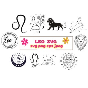 Leo Zodiac SVG, Zodiac SVG, Zodiac Leo Sign SVG, Zodiac Signs SVG bundel, horoscoop SVG bundel, hemelse sterrenbeeld SVG, Zodiac sterrenbeeld SVG,