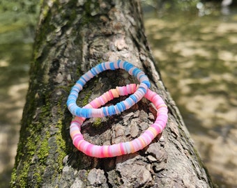 blue and pink bracelet set