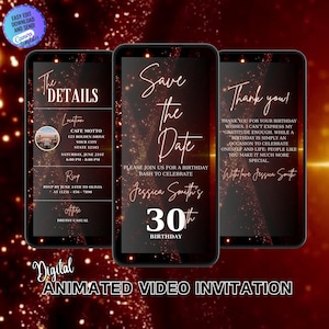 Save The Date Digital Invitation, Animated Birthday Invite, Digital Editable Save The Date Birthday Template, Electronic Save The Date