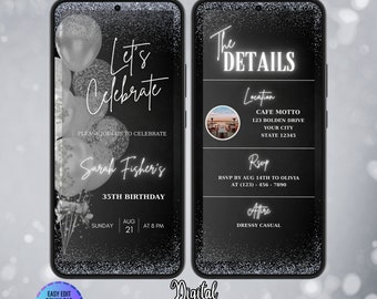Let's Celebrate Birthday Invitation, Birthday Party Invitation, Digital Birthday, Adult Birthday, Mobile Invite, Editable Template, Any Age