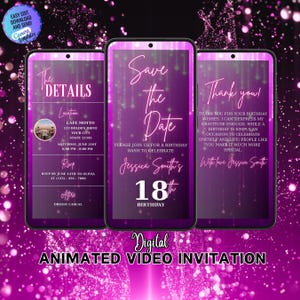 Digital 18th Birthday Invitation Template, Electronic 18th Party Invite, 18th Birthday Party Invitation, 18th Birthday Dinner, 18th Invites