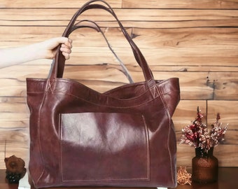 Women Vintage Weekender Soft Leather Oversized Shoulder Bag , Large Tote Handbags Fashion Portable Outdoor Travel Bags