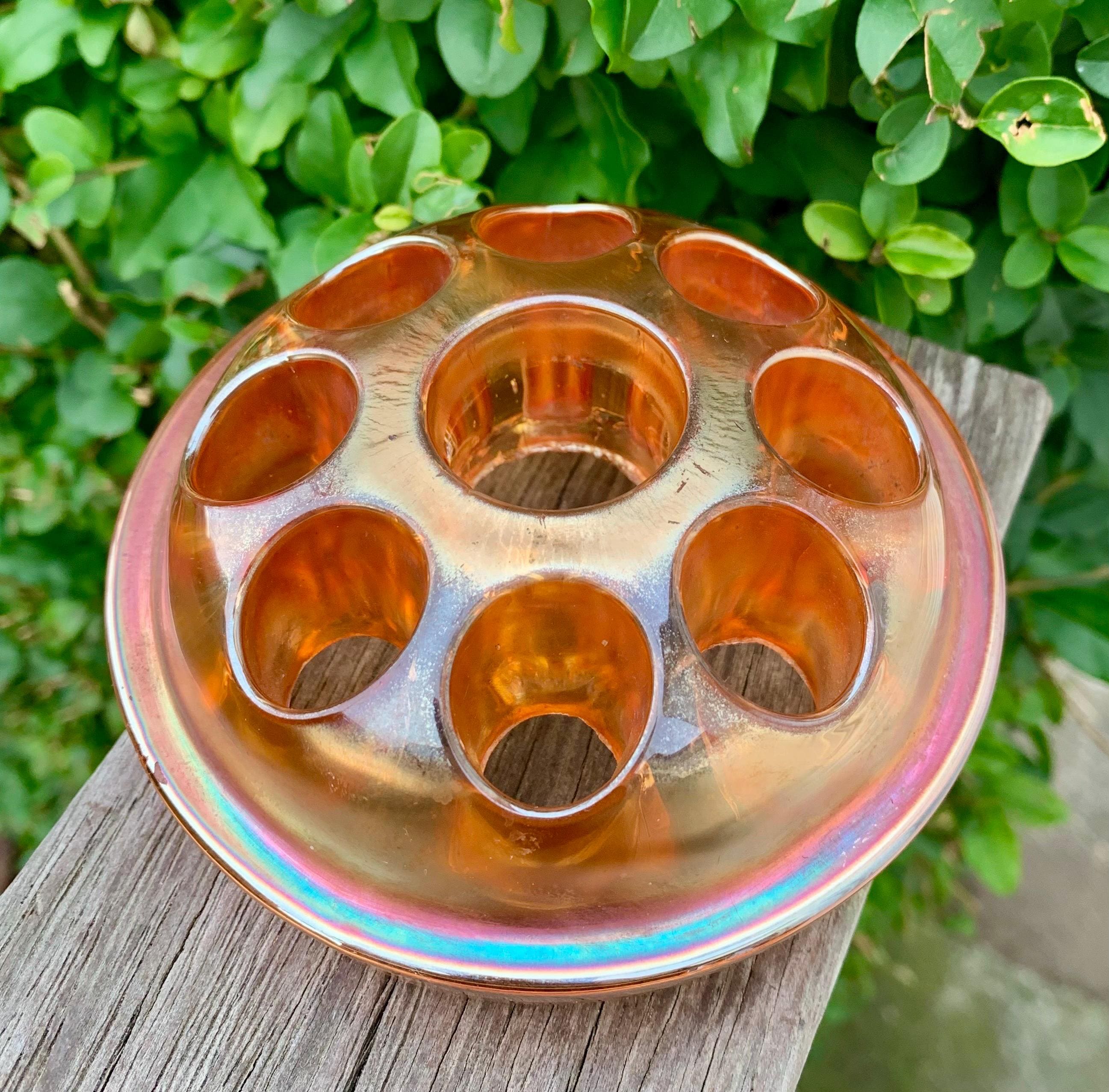 Vintage Marigold Carnival Glass Flower Frog - Etsy Vintage Marigold Carnival Glass Flower Frog - Etsy