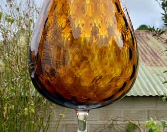 Magnificent Large Vintage Retro Amber Blown Glass Vase Brandy Balloon