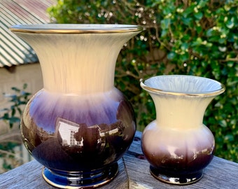 2 Vintage Bay Keramik Ceramic Vases Made In Germany Large & Small 14cm, 8cm