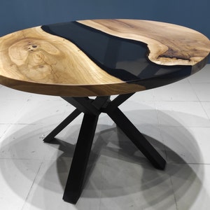 Custom Order Round Epoxy Dining Table, Smoke Gray Epoxy Resin Coffee Table, Diameter Epoxy Table Top