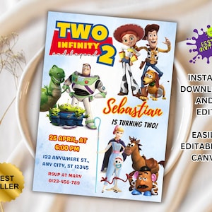 Editable Toy Story Invitation Template, Toy Story Birthday Party, 2nd Digital Invitation, Kids Birthday Party, Woody, Two Infinity & Beyond